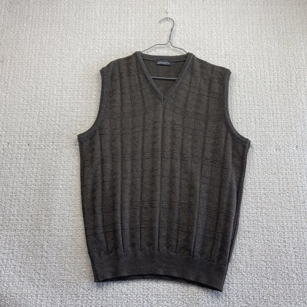 VTG Cooper Knit Sweater Vest Wool Blend Men Sz L Dark Academia Canada made